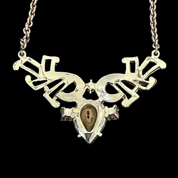 Vintage Royal Blue Rhinestone Faux Pearl Necklace Box Clasp - Picture 2 of 7